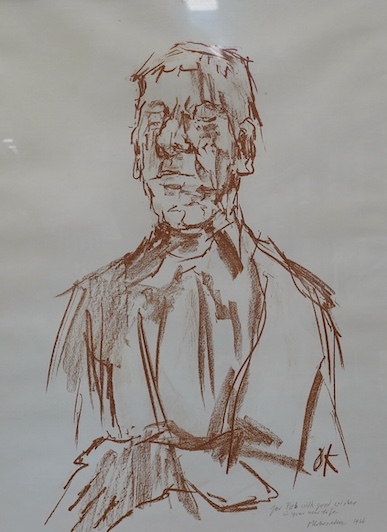 Oskar Kokoschka (1886-1980), lithograph, Self portrait with doll, signed and inscribed, dated 1966, XLIII/LXXV, 104 x 74cm. Condition - good